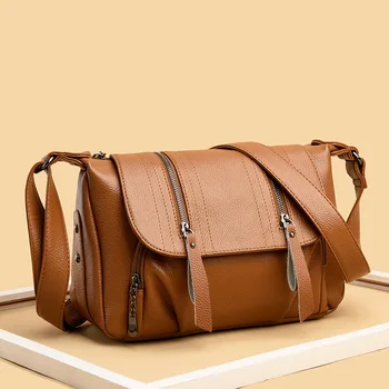 

Shoulder CrossBody Bags Female 2020 Soft Leather Hobos Bag Lady Genuine Leather Women's Handbags Large Bags Women Messenger Bag