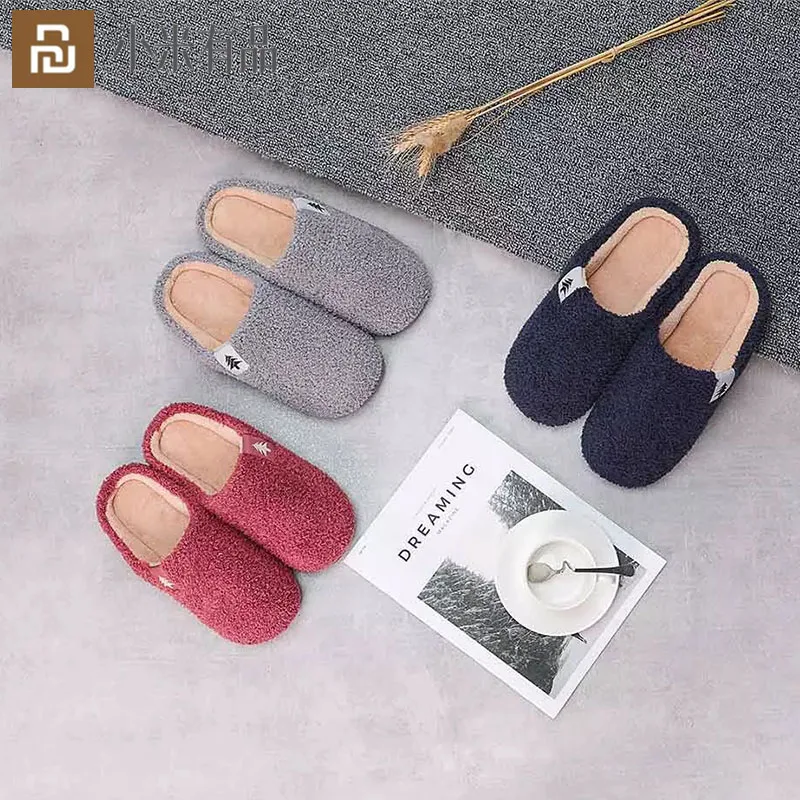 

New 2020 Youpin Plush Cotton Slippers Winter Slippers Non-slip Soles Warm Floor Shoes PVC Indoor Slippers Home Men Women Couples