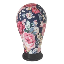 Корк холст блок голова манекена парики делая стенд шляпы дисплей голова манекена с отверстием крепления, цветок печатных