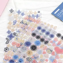 

Color Round Cute Smiley Face Expression Stickers Bullet Journaling Accessories Scrapbook DIY Hand Account Deco Bronzing Stickers