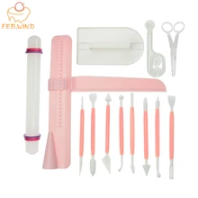 13 шт. инструмент для моделирования торта помадка торт набор инструментов для декора бровей помадка ролик/Гладкий Регулируемый скребок триммер резак 604