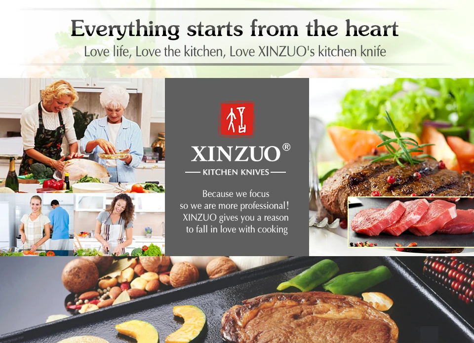 XINZUO 4 шт. набор кухонных ножей из нержавеющей стали высокоуглеродистой нержавеющей стали нож для резки мяса нож сантоку с черной ручкой