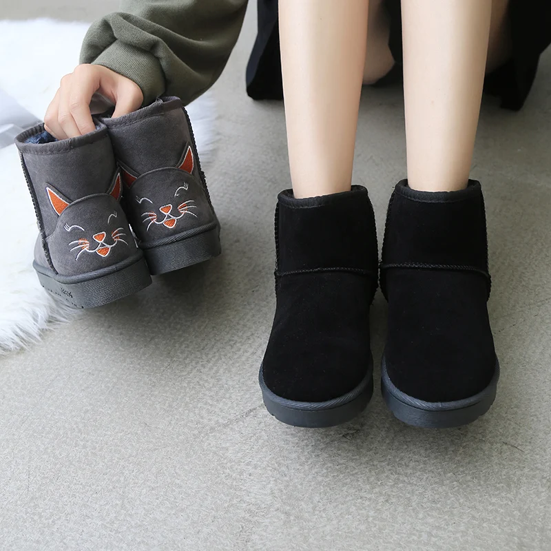 Plus Size 35 53 Nice New Ankle Snow Boots Women Winter Fashion Cat Face