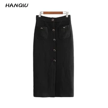 Faldas mujer moda, зимние винтажные твидовые юбки, женская уличная юбка с высокой талией, корейский стиль, на пуговицах, миди юбки kawaii