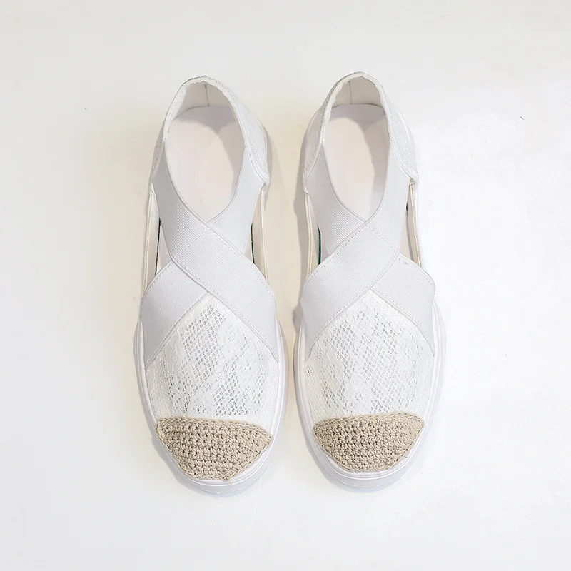 white Summer New Hot Korean Version Of The Fairy Wind Wild Comfortable Casual Baotou Lace Round Head Women's Sandals - Цвет: white