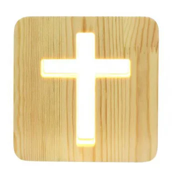 

1Pc Solid Wood Small Night Light USB Charging Light Cross Type Lamp Wooden Desk Lamp Home Decor (Warm White)