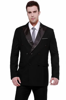 

Fashion Two Piece Groomsmen Wedding Tuxedos Suit Notch Lapel Double Breasted Formal Business Men Blazers Jacket Prom Party