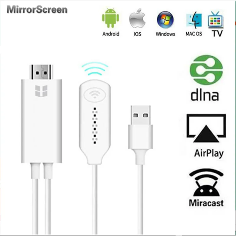 Беспроводной WiFi зеркальный Кабель HDMI конвертер Miracast Airplay DLNA 1080P HDTV адаптер кабель