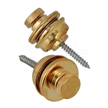 

Yibuy 2 pcs Gold Plated Flat Head Guitar Strap Lock for Electric Guitar Bass