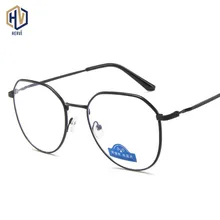 Новые анти-голубые Легкие круглые мужские очки оправа женские Металлические овальные очки по рецепту очки