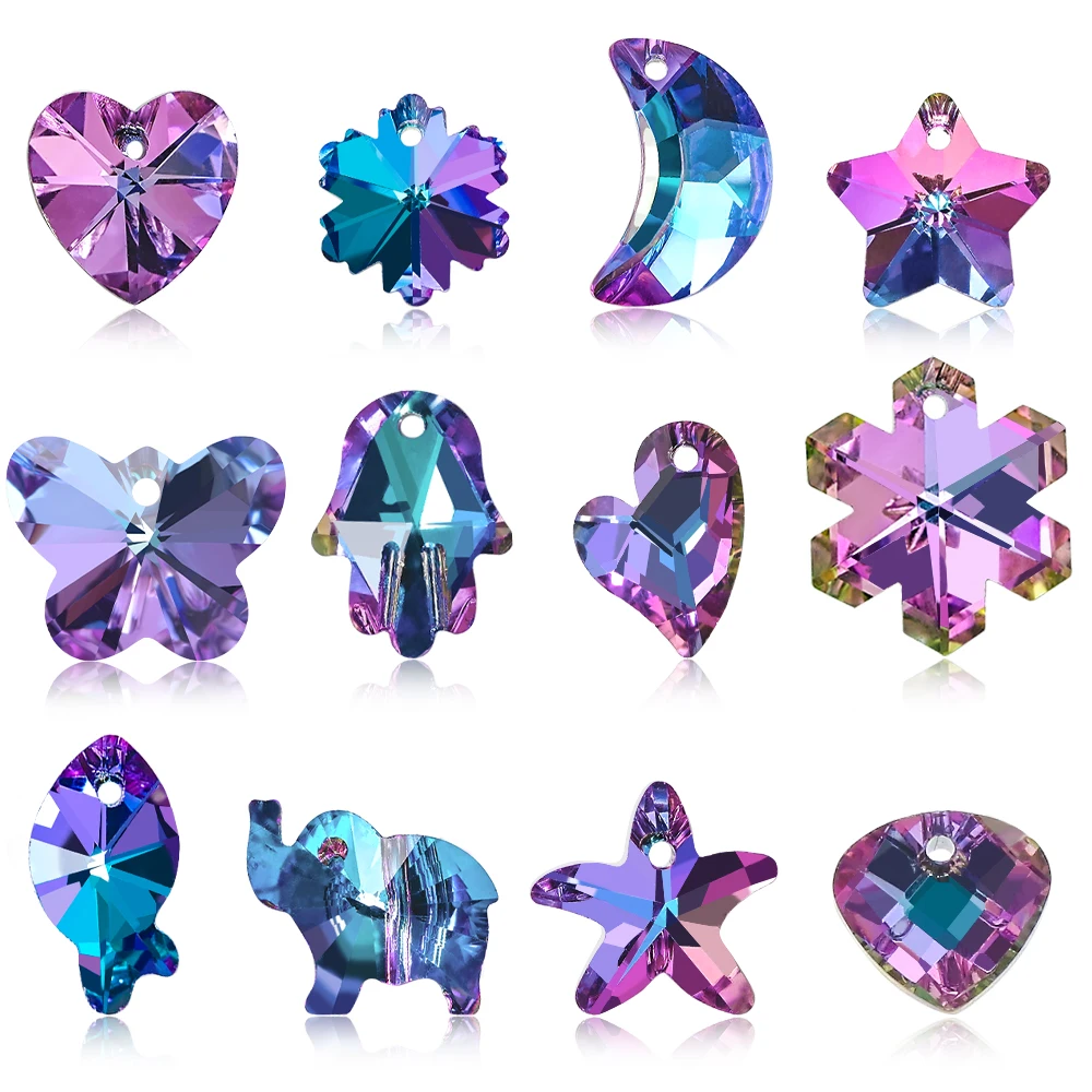 Glass-Bead Earrings Pendant Necklaces Charms Gems Jewelry-Making Crystal-Heart-Beads