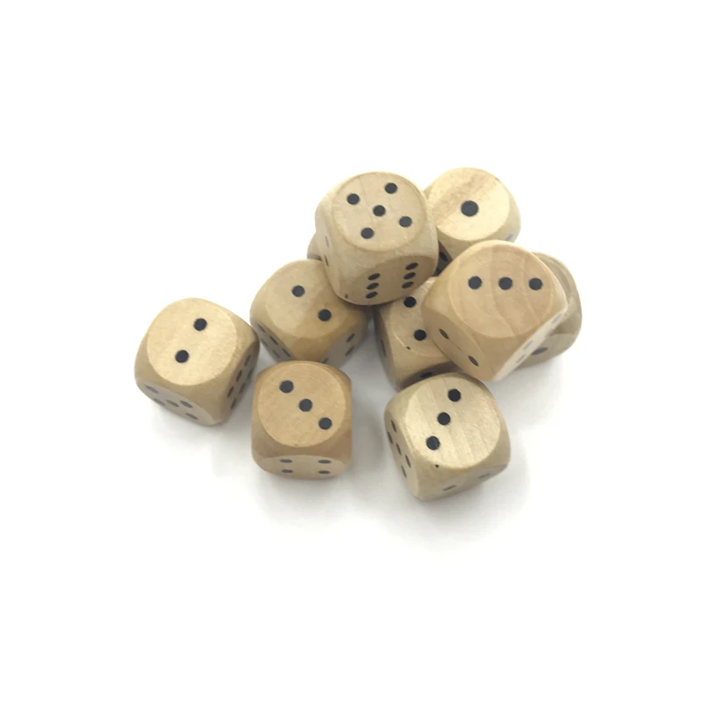 

New 6Pcs High-quality 16mm Wooden Drinking Dice Rounded Corner Woodiness Dice Chidren Interesting Teaching Health Material