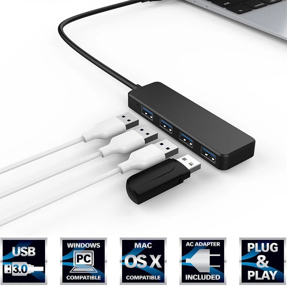 USB3.0 концентратор 4-портовый разветвитель мульти-порт 3,0 док-станция для usb2.0 принтер Компьютерные аксессуары концентратор