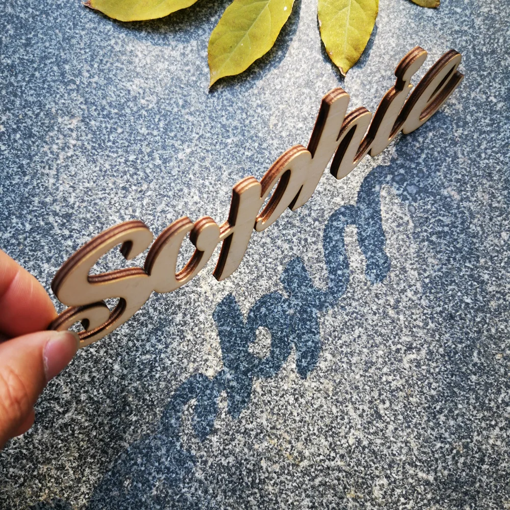 Personalized Wood Name sign Baby Child Family Script Nursery Wall Decor,Custom Children Name table sign Wall Wooden Letter Decor  (2)