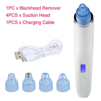 

Blackhead Remover Handheld USB Rechargeable Portable Facial Nose With 4 Suction Heads Vacuum Pore Cleaner Comedone Extractor