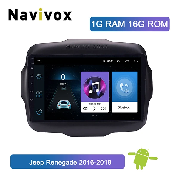 Navivox 9 дюймов Android 8,1 полный сенсорный экран Автомобильная Мультимедийная система для Jeep Renegade- Автомобильный gps Радио Навигация - Цвет: 1G RAM 16G ROM