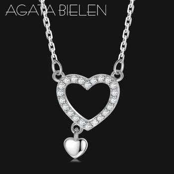 

Sparkling CZ 925 Sterling Silver hearts shape Link chain Necklace Elegant Female Necklaces Pendant for Women Jewelry