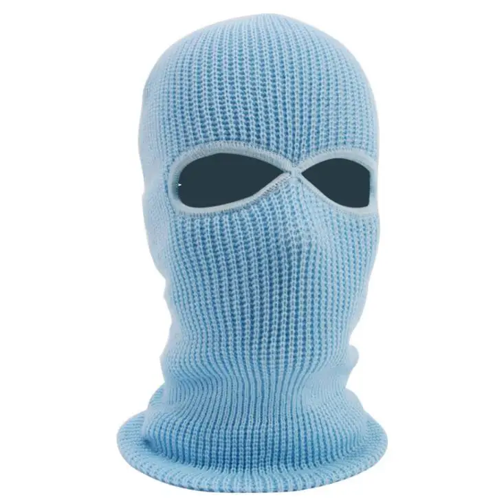 Зимняя Балаклава, 3 отверстия, полноразмерная шапка для лица, маска для лица, мотоциклетная, Армейская, тактическая маска, для улицы, для верховой езды, лыжная маска, зимняя шапка, головной убор - Цвет: 2 Hole Blue