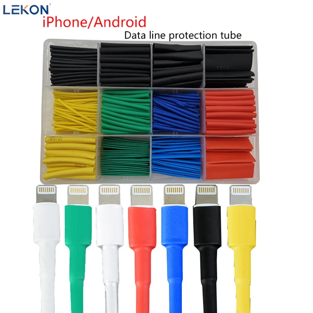 US $5.40 Heat shrinkable data cable repairing Apple Android insulating sleeve earphone wire protection sleev