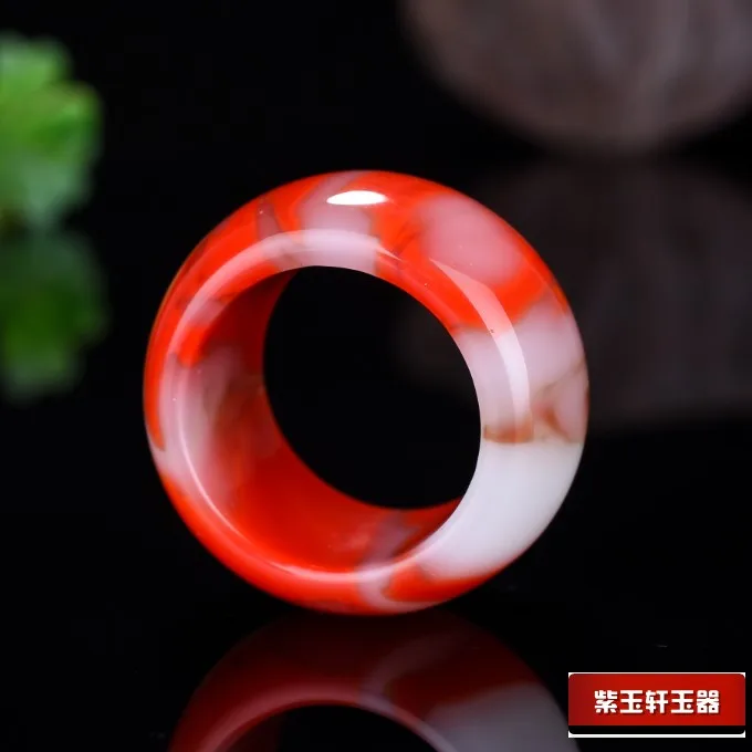 Natural Color Hetian Jade Ring Chinese Jadeite Amulet Fashion Charm Jewelry Hand Carved Crafts Gifts for Women Men