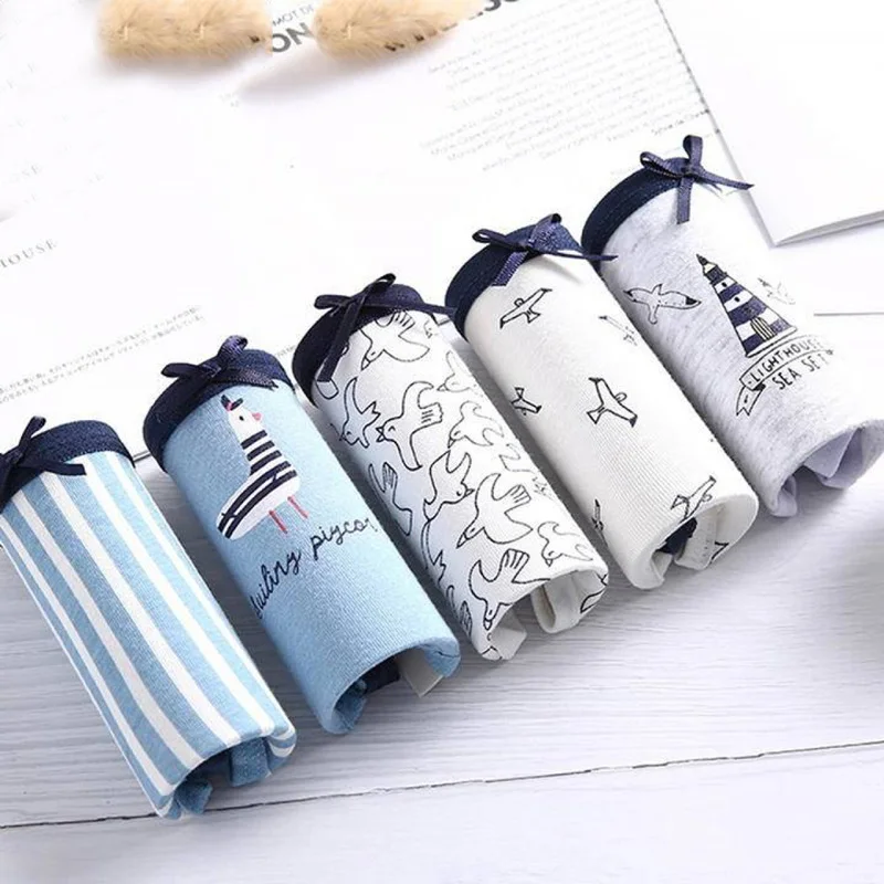 

Women Underwear Cotton Sexy Everyday Ladies Girls Print Panties Briefs Intimates Lingerie Knickers 5Pcs/lot Dropshipping