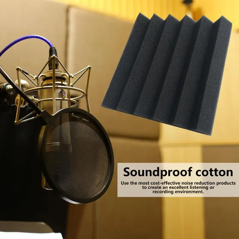 

12pcs Soundproofing Silencer Cotton Triangle Groove Shaped Sponge Cotton Studio Room Indoor Acoustic Insulation Foam