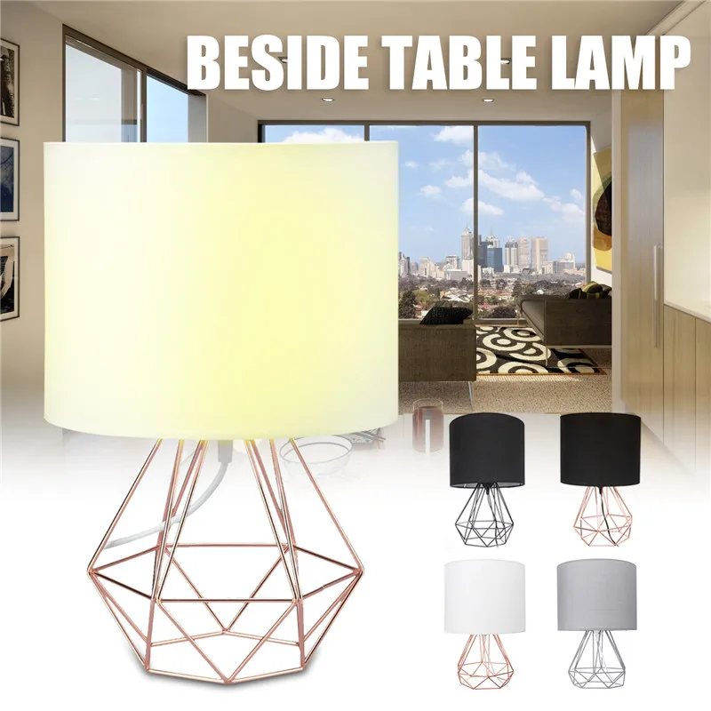 

E27 Geometric Table Lamps Decorative Retro Drum Shade Chandelier Light Bedside Home Lighting for Bedroom Living Room Office Lamp