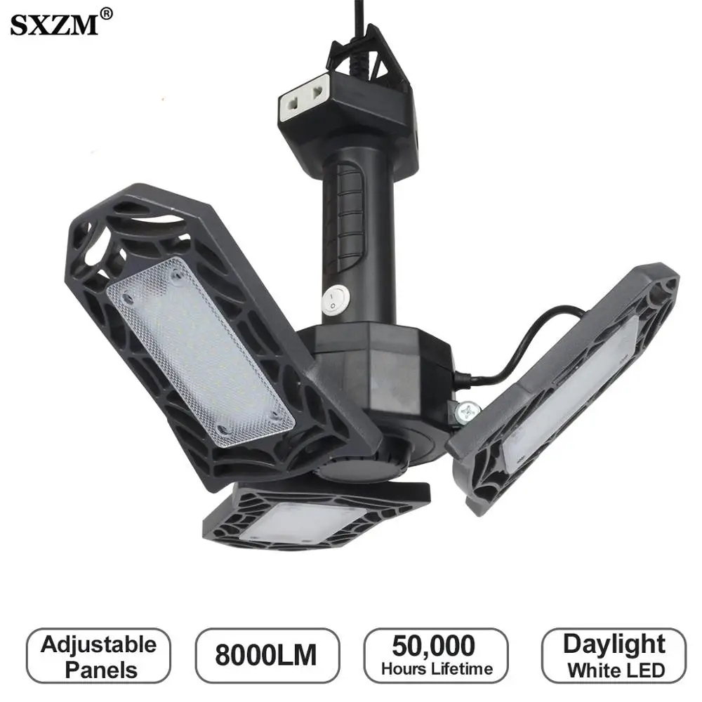 

80W Portable LED Chandelier Deformable Lamp EU US LED Corn Bulb Garage Light High Intensity for Parking Warehouse