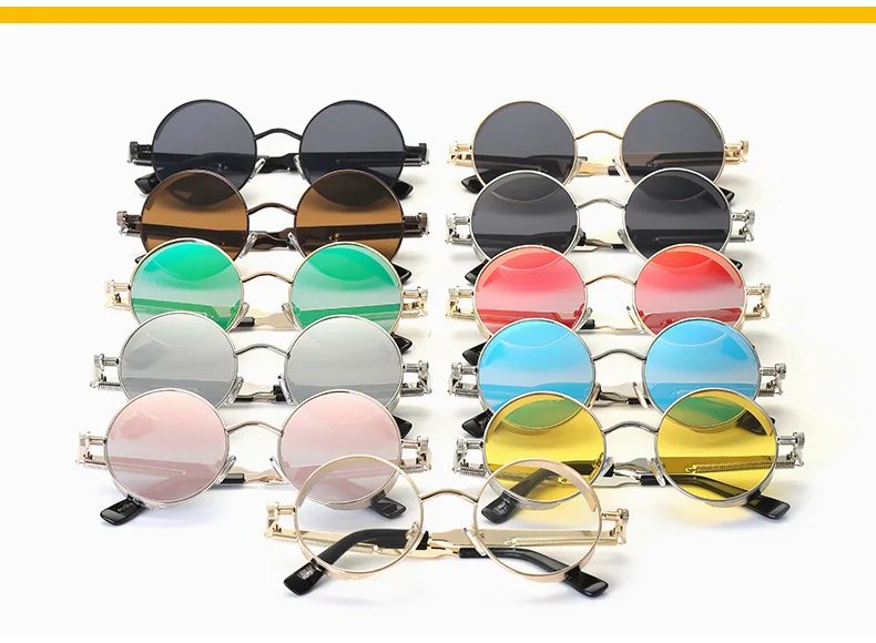 RBENN металлические круглые солнцезащитные очки в стиле стимпанк для мужчин и женщин, фирменный дизайн, Винтажные Солнцезащитные очки, высокое качество, очки в стиле панк, зеркальные, UV400
