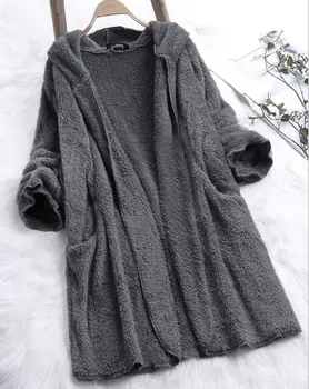 

Faux Fur Coat With Hood Casual Large Size S-5XL Women's Mid-Length Faux Fur Jacket