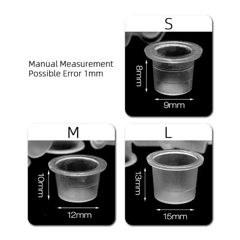 1000pcs Plastic Disposable Tattoo Ink Cap High-quality Easy to Clean and Store Waterproof Mix Size Microblade Makeup Pigment Cup