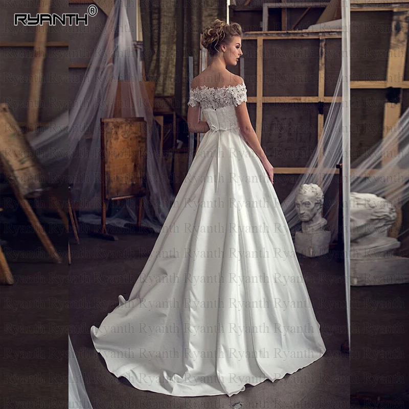Vestidos de novia сексуальное кружевное атласное свадебное платье в стиле бохо с карманами Новое поступление свадебное платье с поясом из бисера