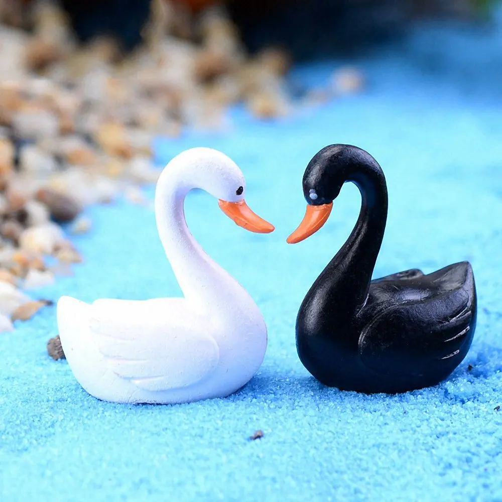 Love Mini Lovely Белый Черный лебедь статуэтки маленькие миниатюры милые животные