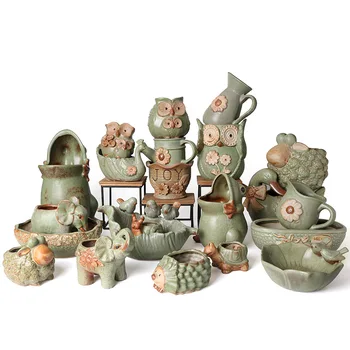 

Beautiful and practical ceramic fleshy flowerpot, environmental protection material, European k-color glaze, green plant