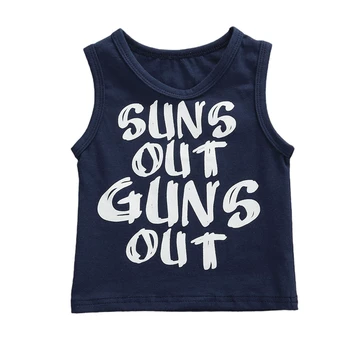 

2020 New Toddler Kids Boys Letter Printed T-shirt Children Baby Boy Cotton Vest Sleeveless Tank Top Soft Sleeveless Tees