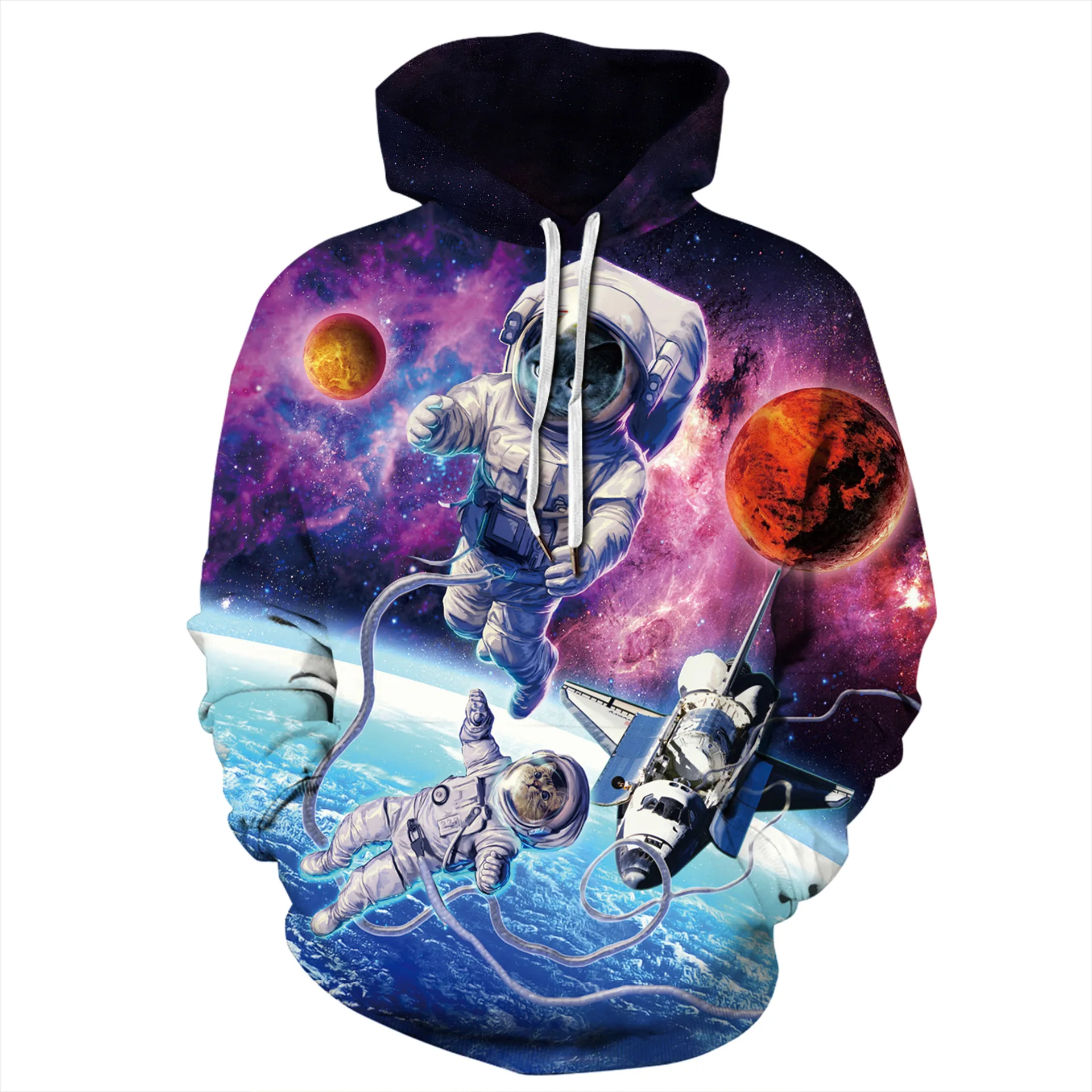 

Astronaut Pullover Hoodies Sweatshirt Long Sleeve Spaceman Cosplay Costume 3D printed Hooded Sweater Couple Tracksuits Spacesuit