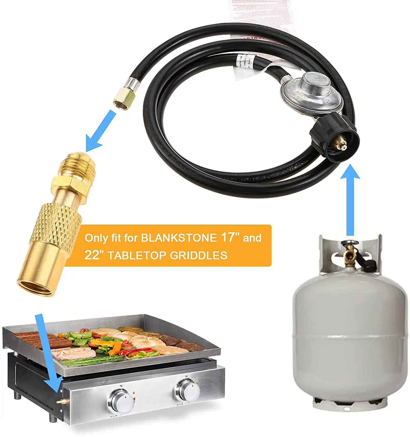 3/8" Female Flare Adapter Conversion 5 Feet Qcc1 Low Pressure Propane Regulator Grill Fitting