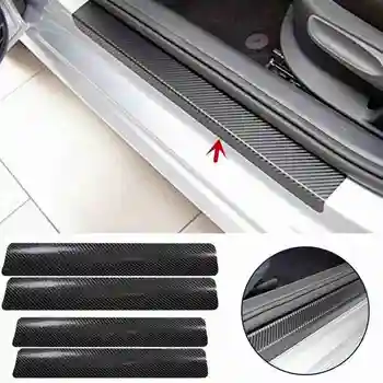 

4pcs Car Threshold Carbon Fiber Sticker Universal Automobile Pedal Doorsill Anti-kick Protection Sticker Strip Car Accessories
