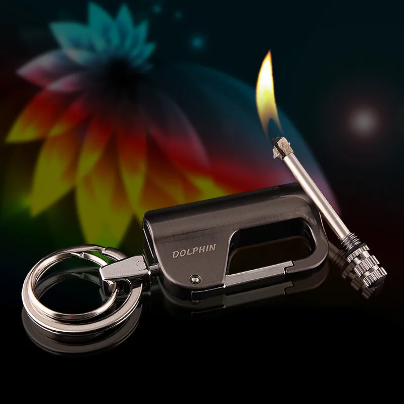 

Metal Fiery Permanent Matches Compact Keychain Lighter Waterproof Flint Free Fire Starter Kerosene Camping Outdoor Survival Tool