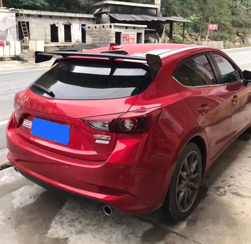 Для настоящего углеродного волокна, спойлер на крышу Mazda 3, Мазда 3, Axela, хэтчбек, заднее стекло, заднее крыло, хвост, M3 KS, Стильный автомобильный спойлер