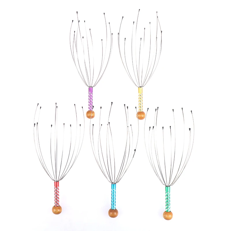 1/5PCS Unisex Octopus Head Scalp Relaxation Massage Pain Relief Body Massager Stress Release Relaxing Claw Metal Massager Device