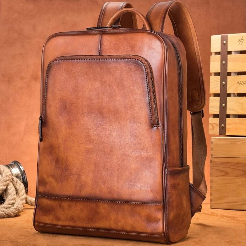Luufan Genuine Cow Leather Men Backpack Men's Backpacks For Teenager Luxury  Designer Bagpack Male High Quality School Bag 2754A