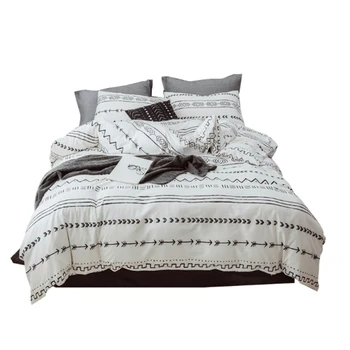 

Comfortable Simple Cotton Printed Bedding Three-Piece Set Queen Quilt Cover 228 x 228cm Pillow Cover 51 x 66cm x 2
