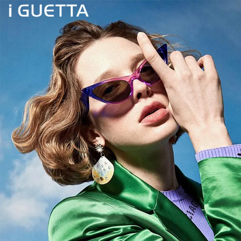 IGUETTA модные оригинальные солнцезащитные очки женские кошачий глаз современный Ретро дизайн волнистые солнцезащитные очки в форме храма UV400 Oculos De Sol IYJB645