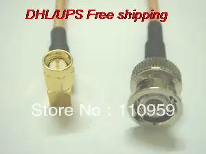 

DHL/EMS Hot 100 pcs BNC Male to SMA Male Right Angle RG142 Pigtail Jumper-A2