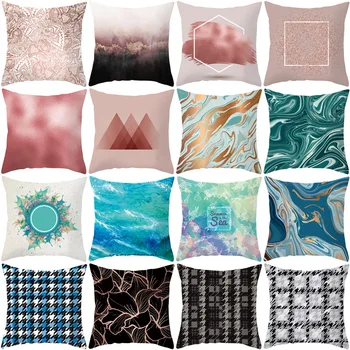 

Nordic Style Marble Pattern Pillowcase Polyester Peach Skin 45x45cm Decorative Cushion Cover for Bedroom Throw Pillow