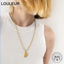 LouLeur, 925 пробы, серебряное, Марии, длинное ожерелье, необычное, Золотая подвеска, широкая цепочка, ожерелье для женщин, модное, хорошее ювелирное изделие, подарки