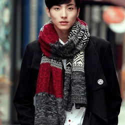 Men'S Scarf New Korean Knit Winter Twist Bib Women'S Wool Warmth Thick Scarf