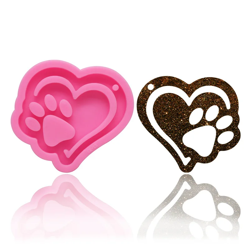 

Fashion Shiny Resin Mold Silicone Pink Epoxy Lovely Hand-Shaped Brush for DIY Keychain Mold Fondant Cake Decoration Tools