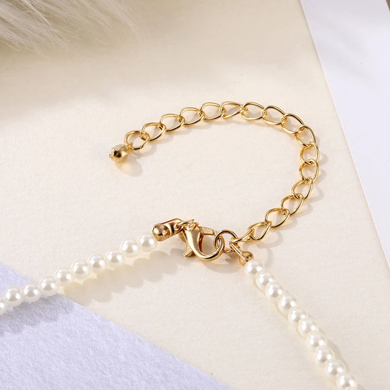 DAXI Beaded Choker Pearl Necklace For Women Gold Chain Necklaces Pendant Collar Chokers Chains Bead Necklace Womens Jewelry 2020